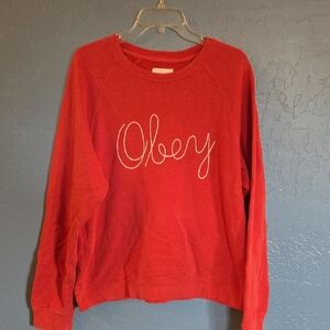 Obey Orange Crewneck with Script Logo